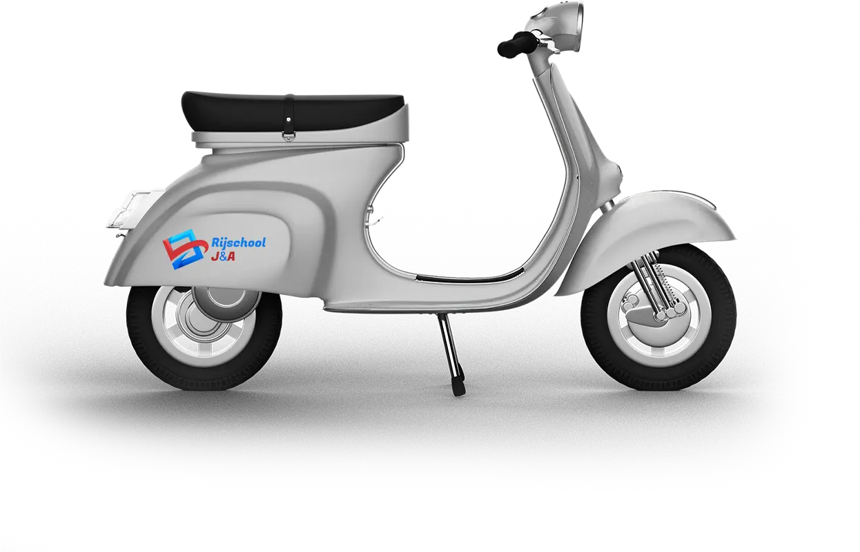 Scooter in de huisstijl van Rijschool J&A